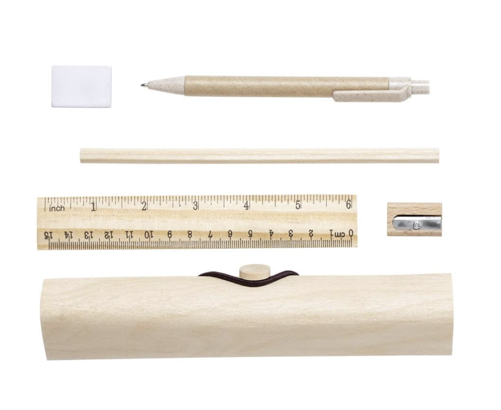 SET CARTUCHERA WOOD